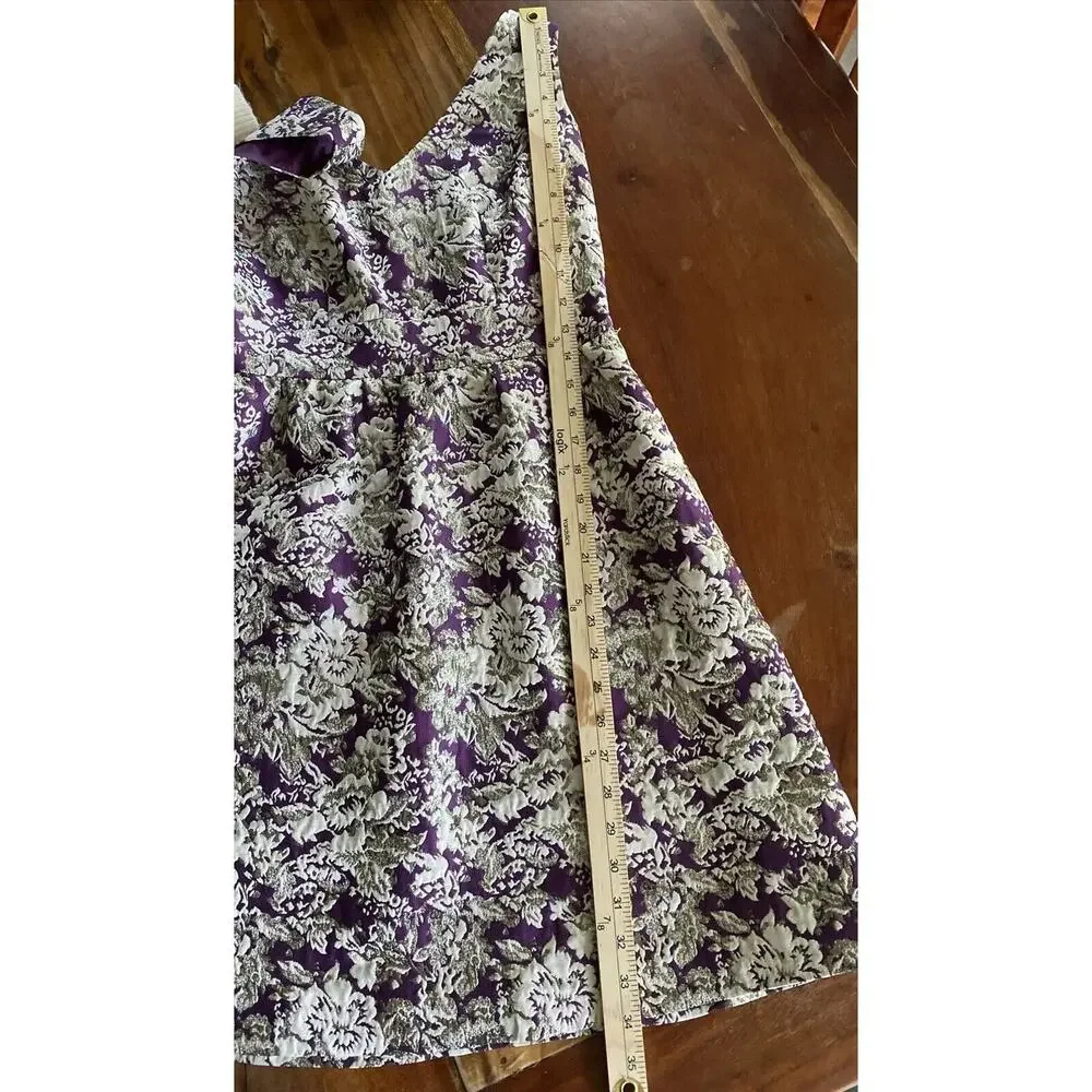 Laundry by Shelli Segal Dress Purple Silver Tapestry Sparkle Size 4 - Picture 12 of 15